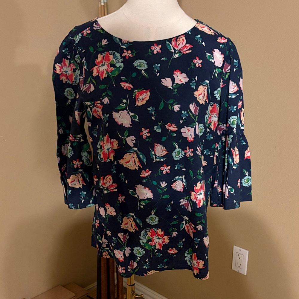 Time and Tru Navy Floral Blouse